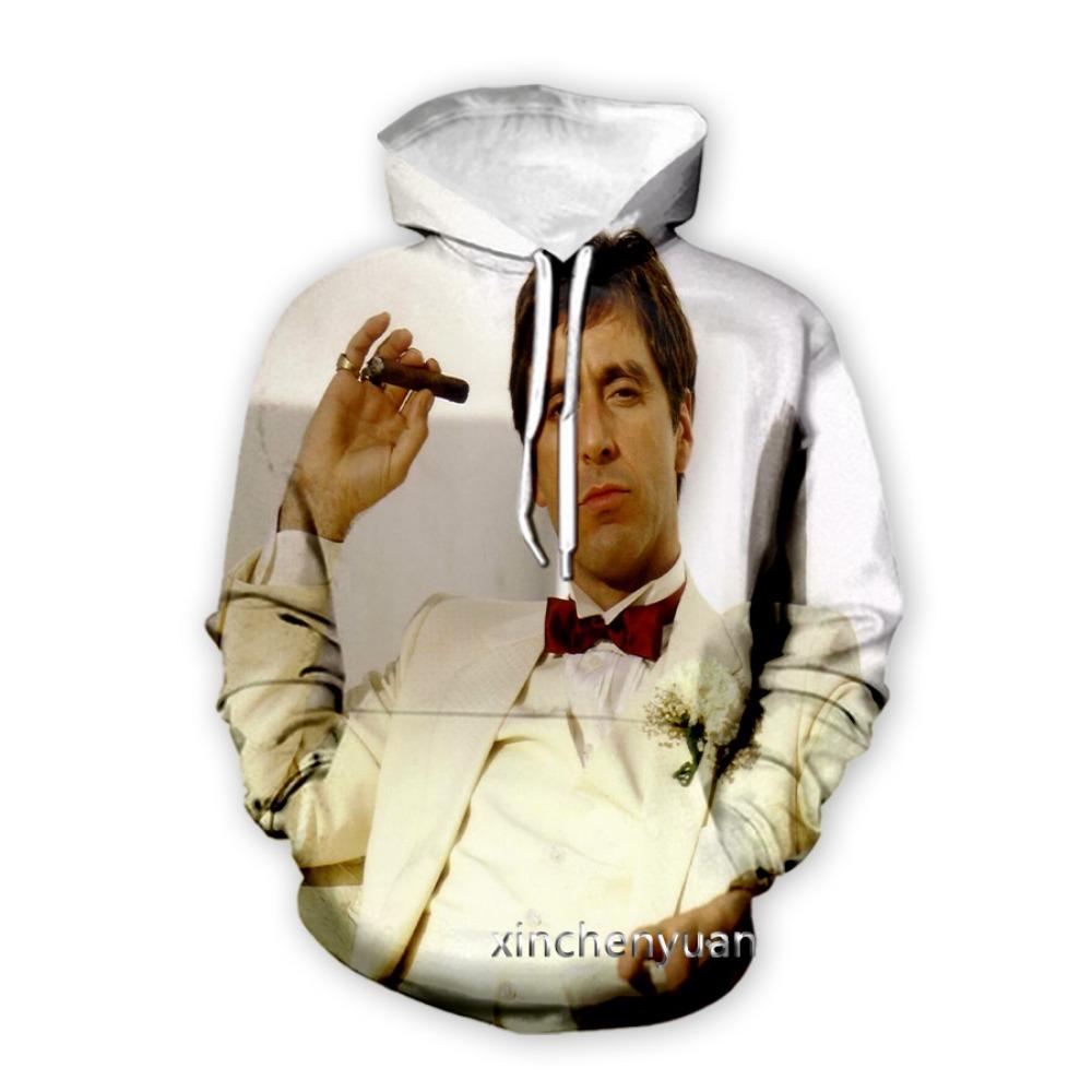 Cross Border Popular Scarface 3D Printed Long Sleeved Sweatshirt for European and American Men's Casual Hooded Sweatshirt