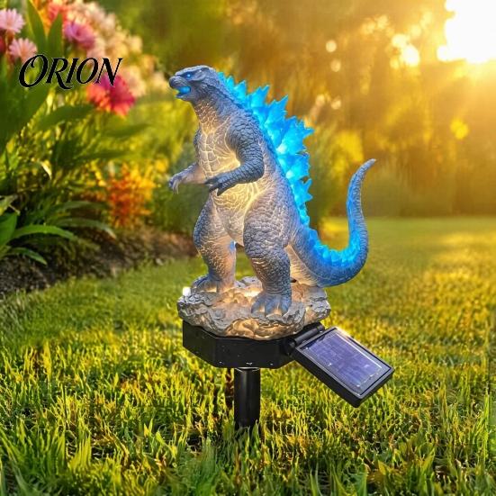 Lawn Decorative Light Dragon Solar Garden Light, Outdoor Sasquatch Statue Lamp, Fantasy Creature Sculpture, Pathway for Yard Decor with