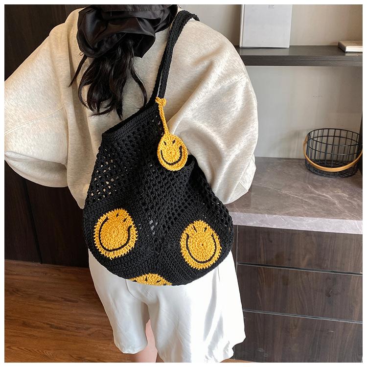 2025 New Fashion Versatile Bag Knitted Bag Tote Bag Hollow Bag Wool Bag Women's Bag Tide