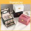 Leather Jewelry Case With Mirror And Lock For Wedding Gift And Travel Storage