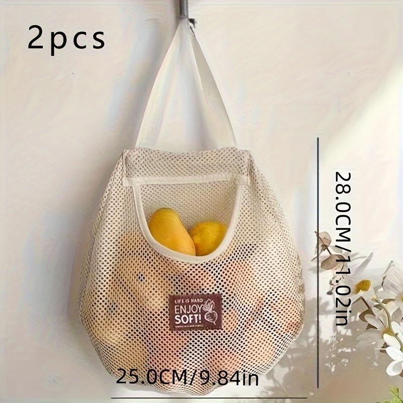 Reusable Kitchen Hanging Mesh Bag Large Capacity Home Fruit Vegetable Storage Net Bag For Ginger Garlic Potatoes Onion Mesh Bag