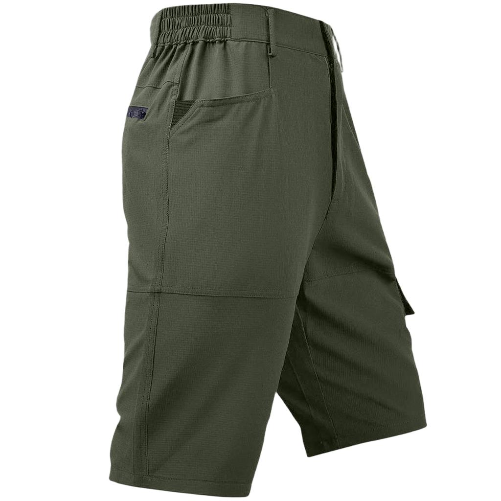 Men's Summer Casual Multi Pocket Cargo Shorts Outdoor Knee Length Work Shorts with Elastic Waistband and Zipper Pockets for Daily Use