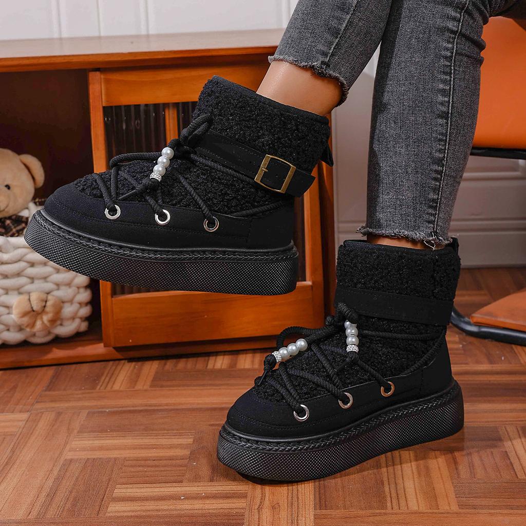 Fashionable New Elegant and Sexy Warm Work Boots Winter Round Toe Comfortable Thick Sole Anti Slip Casual Women's Snow Boots