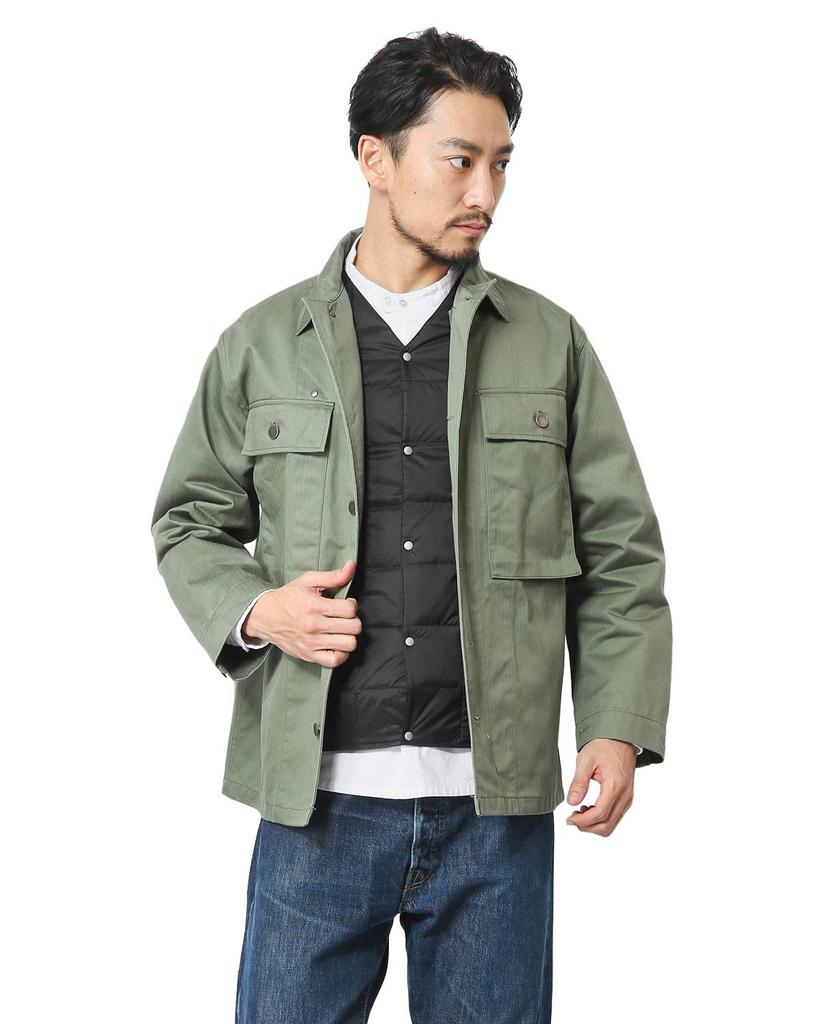 TAION Down Button Inner Down Men's V-Neck Vest, TAION-001 (Navy, L)