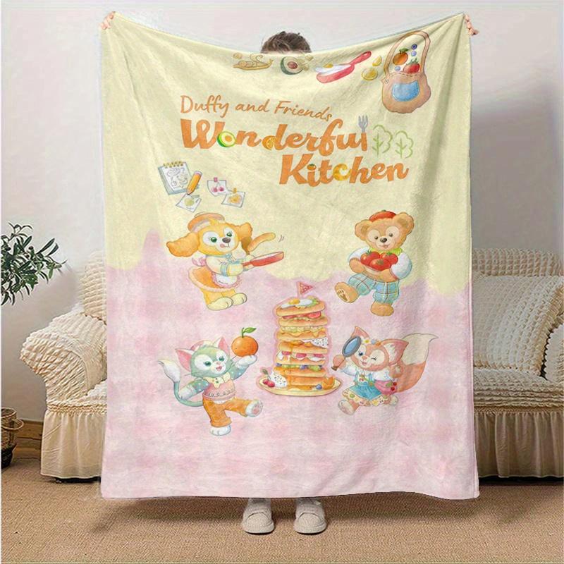 1pc, Duffy and Friends (11) Home Decor Flannel Blanket Perfect Gift for Bedroom, Living Room, Travel, Camping, Car