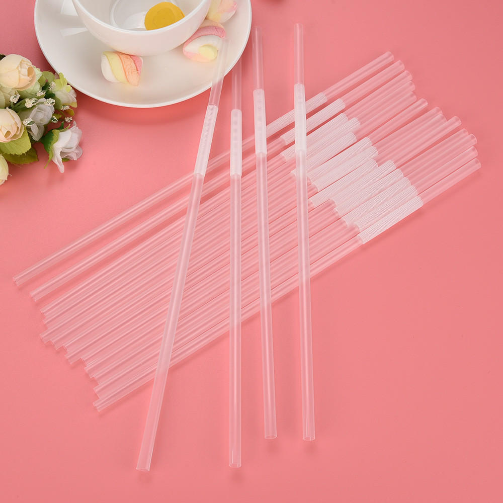 100 Pack Disposable Plastic Straws with Single Bend Flexible Neck Clear Plastic Drinking Straws Individually Wrapped for Parties Events and Daily Use