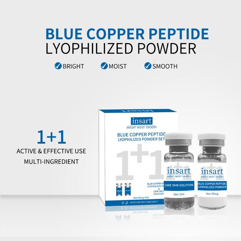 Blue Copper Peptide Lyophilized Powder Set Deep Hydrating Brightening Face Skincare Set for Dry Combination Skin Types