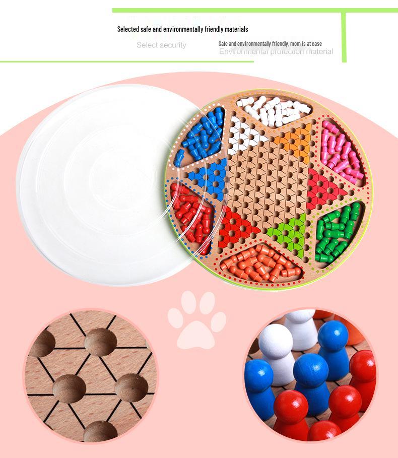 Wooden Educational Toys for Children: Multifunctional Checkers and Ludo Game Board