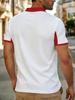 Summer Stylish Men's Short-Sleeve Knit Casual Shirt, Mature Geometric Stripe Business Lapel Sport Fabric T-Shirt