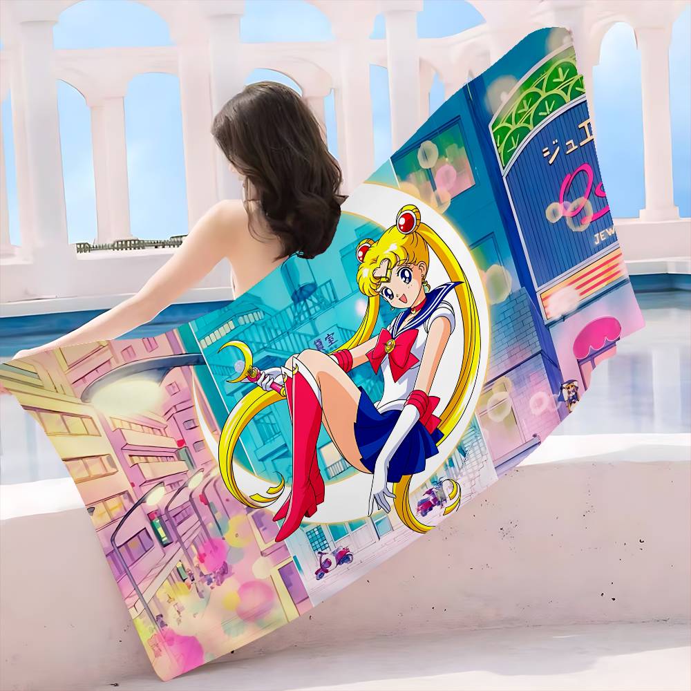 Magical Girl Anime S-Sailor M-Moon Big Microfiber Beach Towels Quick Dry Towel Sand Beach Towels Pool Towel for Travel Swim