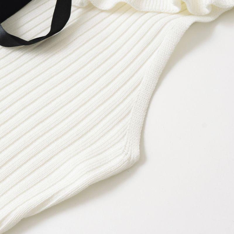 Kaslead New Women clothes Western Style Bowknot Decoration Warp Knitting Lead Lapel Top 4770171 251