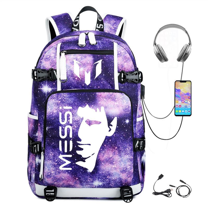 Football Printed Student Backpack Multifunctional Usb Interface Large Capacity Leisure Travel Backpack