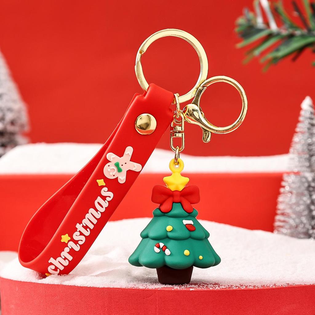 Niedlicher Cartoon Weihnachts Schneemann Gummi Schlüsselanhänger - Weicher Anhänger für Schlüssel oder Taschen