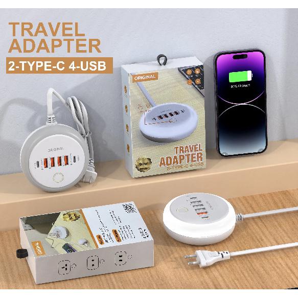 50W USB C PD Charger 6 Ports Fast Charging Station with Touch LED Light Travel Charger for iPhone 15 Samsung Xiaomi Quick Charge