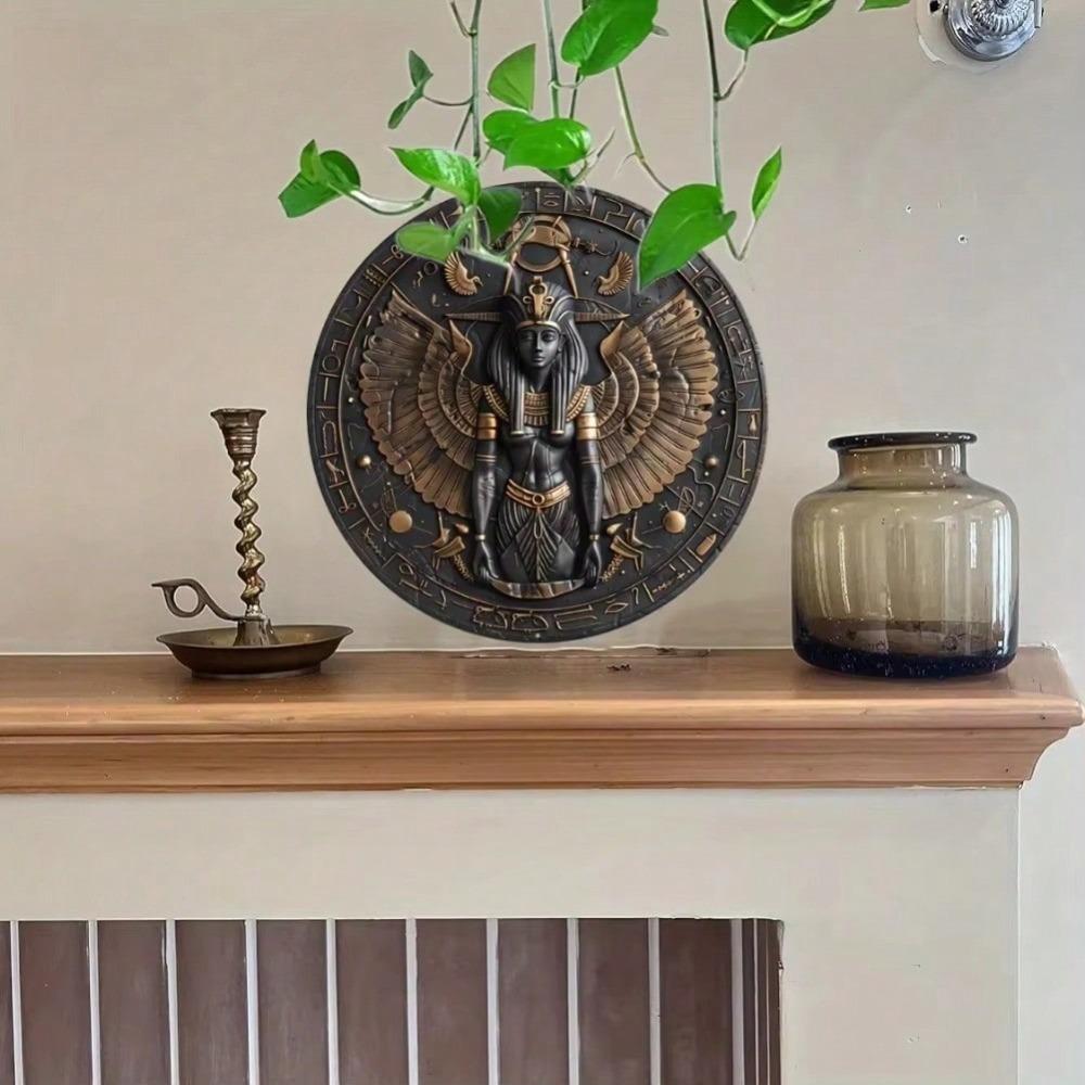 Metal Wall Art Egyptian Pharaoh Goddess Home Decor Hanging Sign Living Room Front Door Halloween Decoration