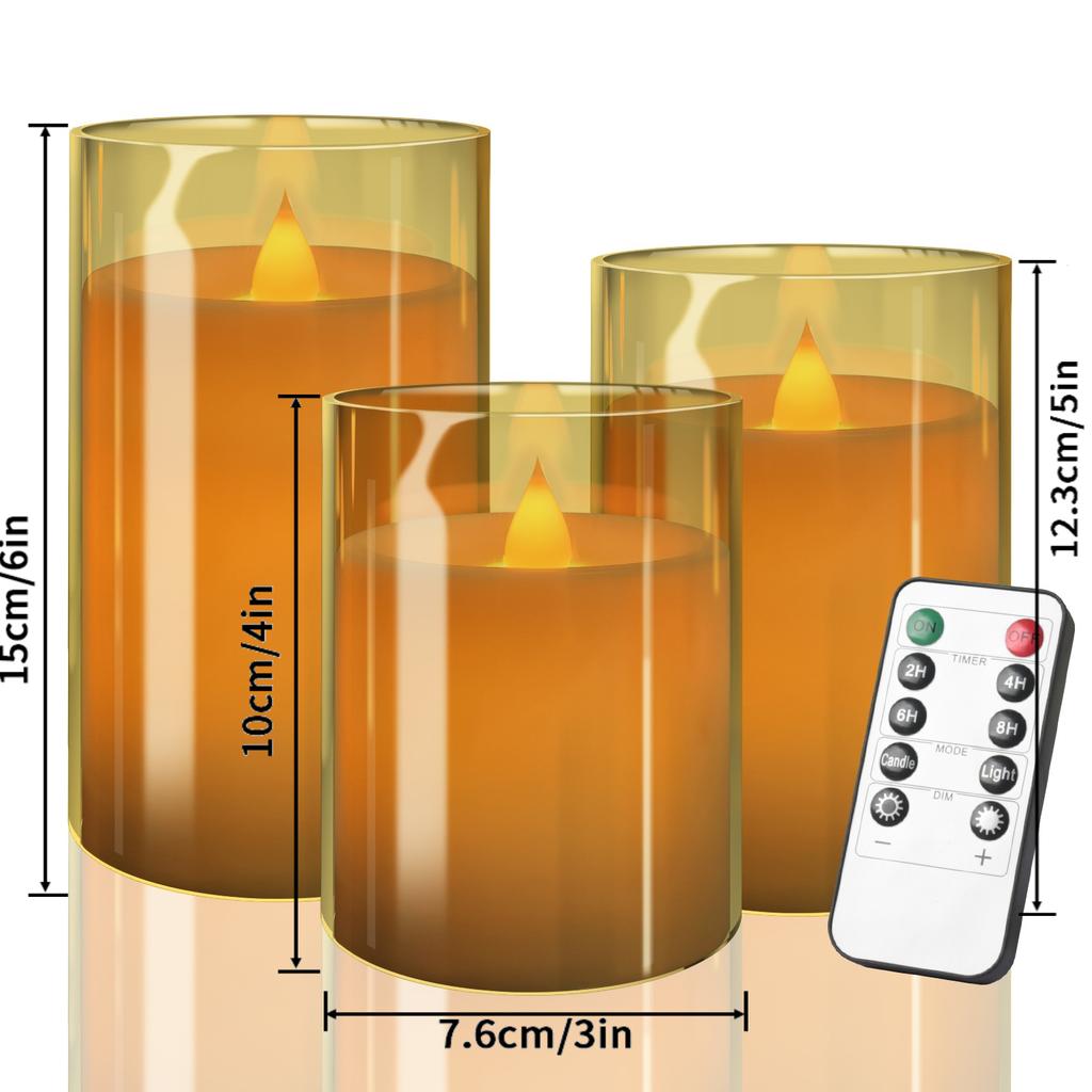 Flickering Flameless Candles with Lampshade Battery Operated 3D Wick LED Candles for Christmas Romantic Ambience Wedding Decor