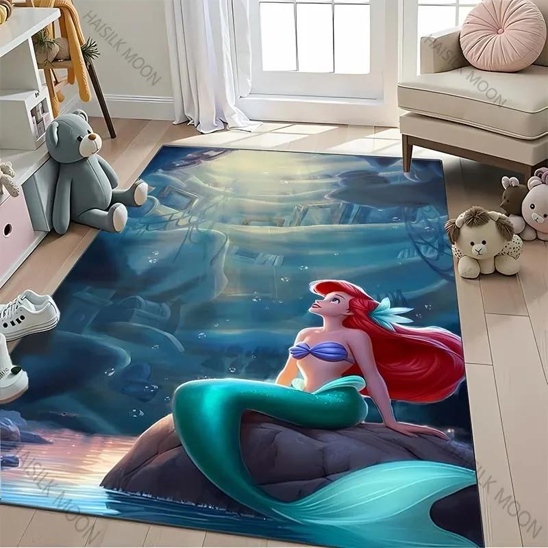 3D Printing Little Mermaid Ariel Princess Cartoon Carpet!Lving Room Bed Mat,Non-slip Durable Rug,Modern Simple Style Great Gift