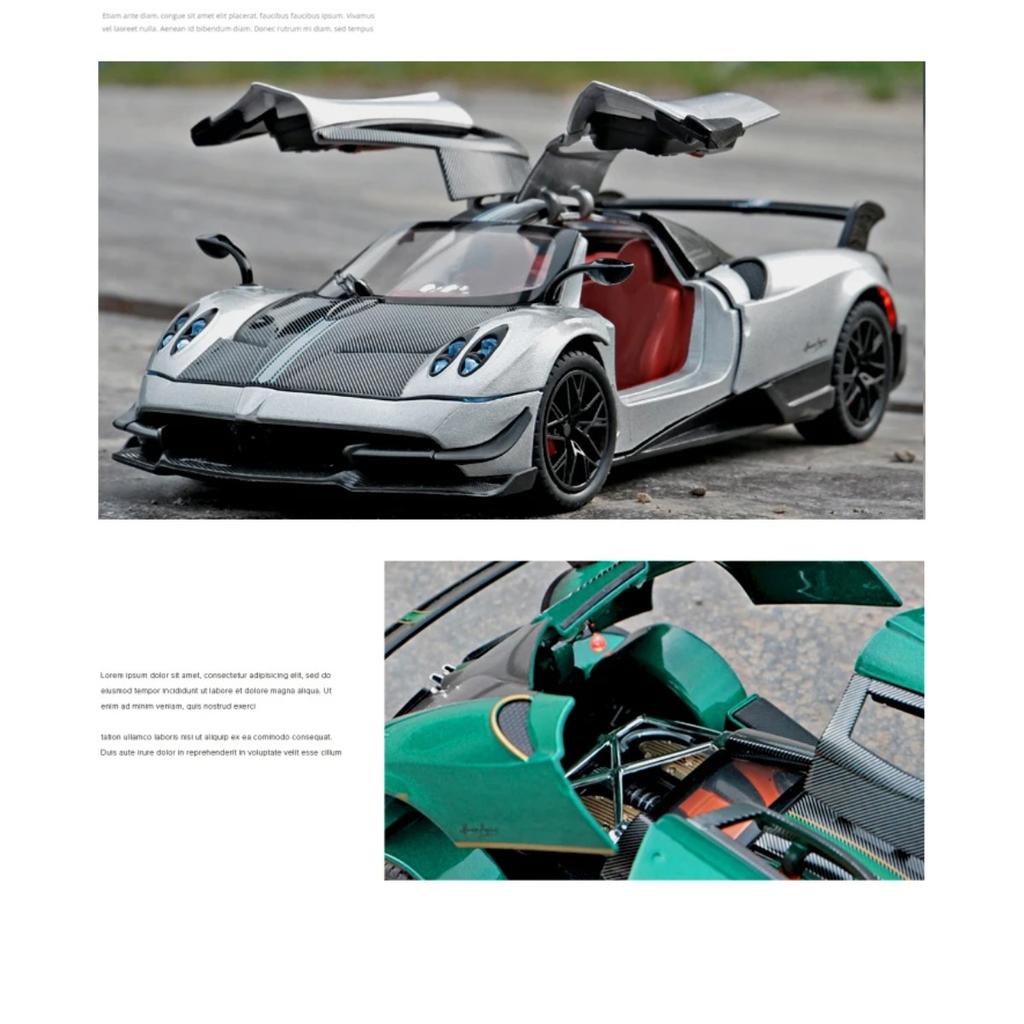 1/24 Pagani Huayra BC Supercar Alloy Die Cast Toy Car Model Sound and Light Pull Back Children's Toy Collectibles Birthday Gift