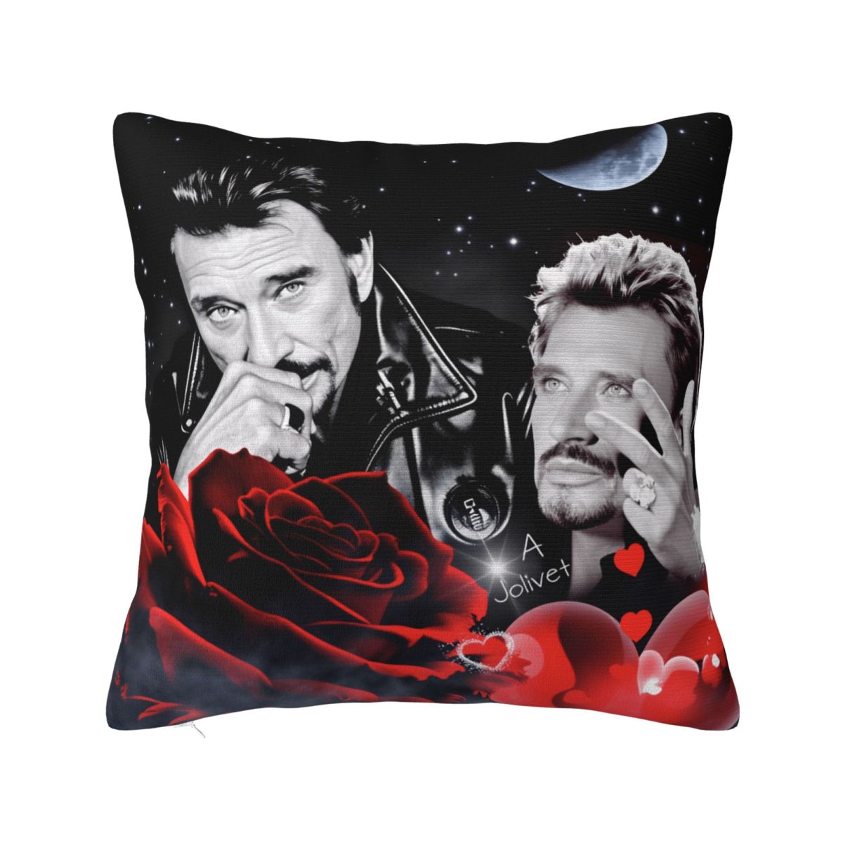 

Pillow Case Printing Johnny Hallyday Rock Star Polyester Pillow Cover Vintage Cushion Cover Pillowcases For Sofa Home Decoration 30*30CM