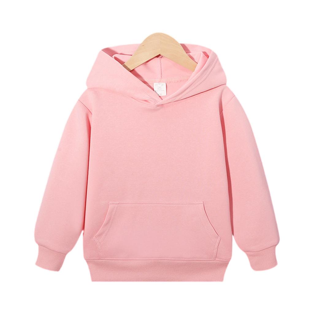 Boys and Girls Casual Comfortable Color Hooded Sweatshirt with Pockets and Long Sleeve