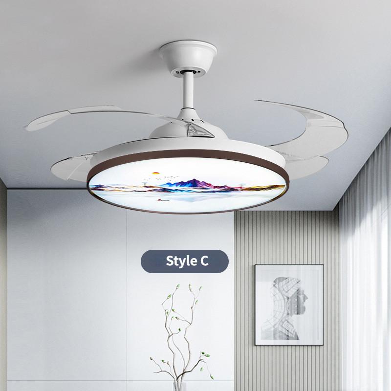 Intelligent Variable Frequency Integrated Ceiling Fan With Light Bedroom Invisible Silent Fan Light Simple Ceiling Fan Lamps With Remote Control