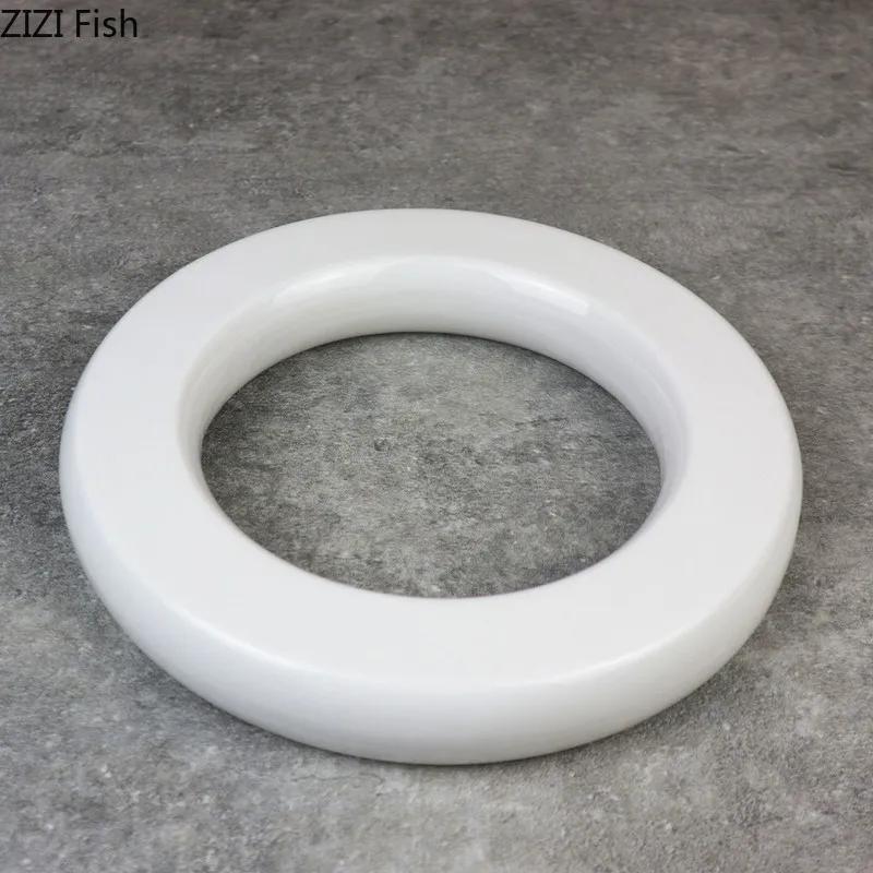 Pure White Circle Ring Plate Japanese Hotel Restaurant Sushi Sashimi Plate Dessert Plate Home Kitchen Creative Ceramic Tableware