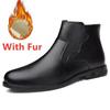 Fashion Genuine Leather Male Basic Boots Side Zipper Men Shoes All-match Men High Top Outdoor Shoes Fashion Men Winter Plush Snow Boots