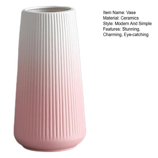 White Ceramic Vase Small Ribbed Textured Flower Vase for Pampas Grass Home Living Room Bedroom Dining Table Farmhouse Kitchen Shelf Table Decor