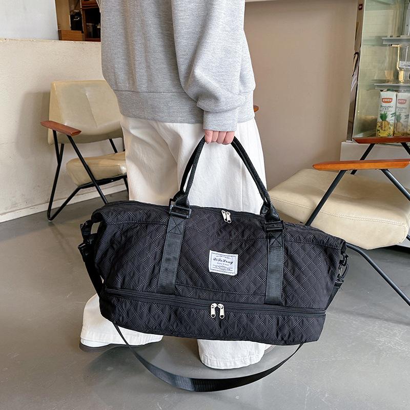 Short-distance Sports Bag Casual Simple Diamond Belt Shoe Storage Handheld Travel Bag Dry Wet Separation Fitness Bag