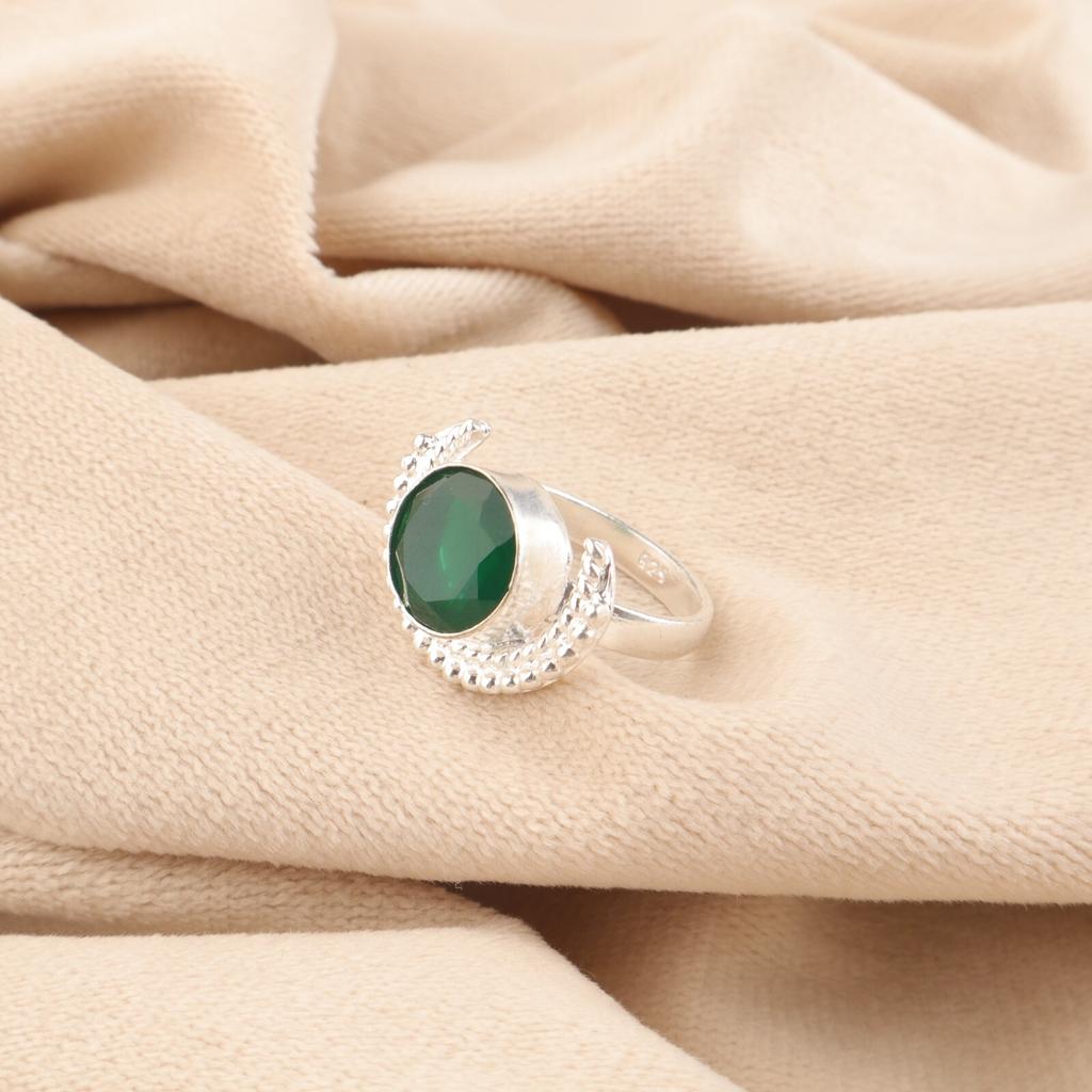Green Onyx Gemstone 925 Sterling Silver Handmade Jewelry Ring For Birthday Gift RR-48-3