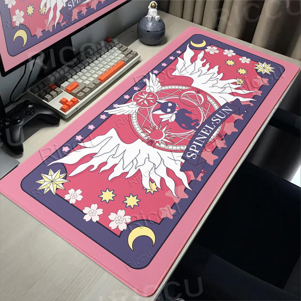 XXL Sakura Card Anime Pattern Mousepads Extended Gaming Keyboard Carpet Non-slip Computer Mousemat Offices Accessories Table Mat