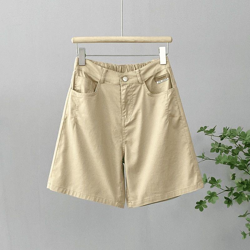 Summer large size high waist A word denim shorts women's versatile fashion wide leg outer wear denim five-point shorts