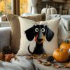 1Pc Cartoon Dachshund Themed Printed Throw Pillow Cover, Suitable For Sofa, Bedroom, Living Room, A Fun Gift For Dog Lovers.