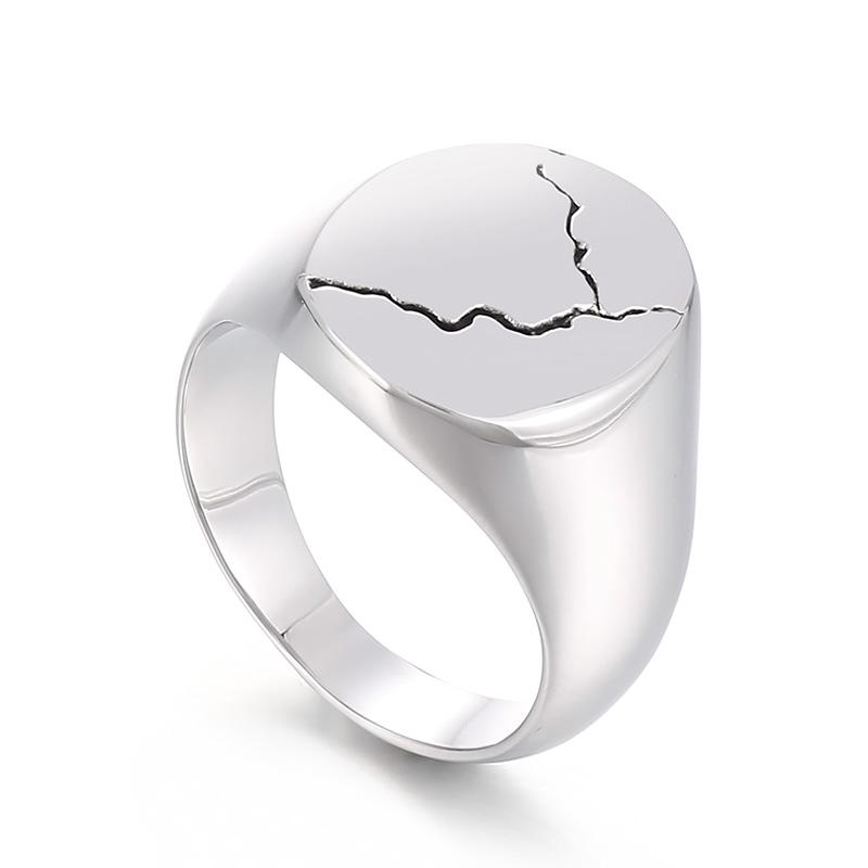 Punk Cracks Charm Ring for Men Stainless Steel 316L Shiny Anillos Accessories Personalized Lightning Party Jewelry