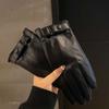 1pair Soft Black Thickened Gloves Waterproof Windproof Mittens PU Anti-cold Gloves  Cycling