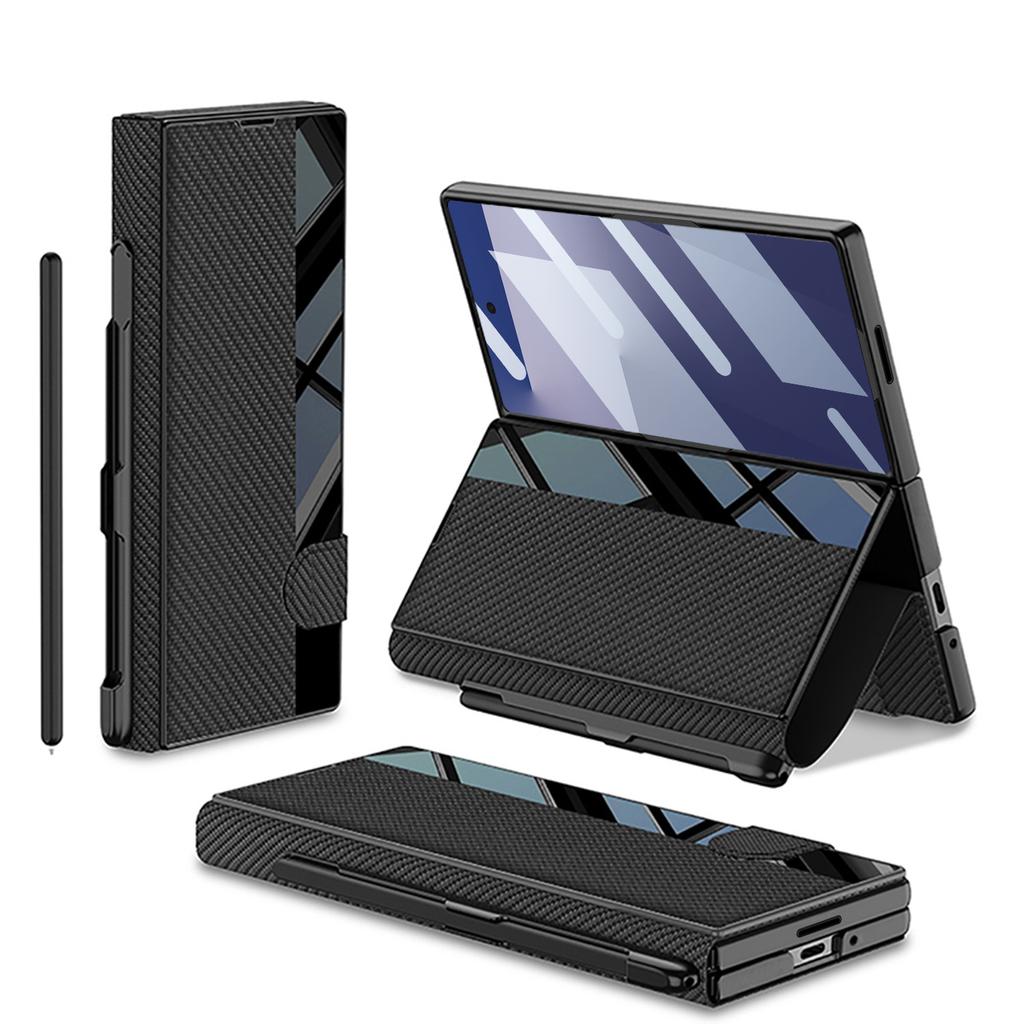 Samsung ZFold7 Mobile Phone Case Business Folding Screen ZFold6 Flip Cover Film Integrated with Pen Slot Leather Case