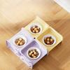 Ceramic Cat Bowl Square Elevated Bowl Adjustable Height Neck Guard Food Bowl Anti-Tip Cat and Dog Rice Bowl