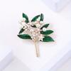 Vintage Enamel Green Leaf Pearl Flower Brooch - Elegant Unique Design, Unisex Luxury Jewelry, Perfect Holiday Gift