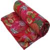 Aizza Trends Handmade Pure Cotton Printed Kantha Quilt  - Traditional Look Bed Spread Kantha Gudri - Vintage Hand Stitch Gudri