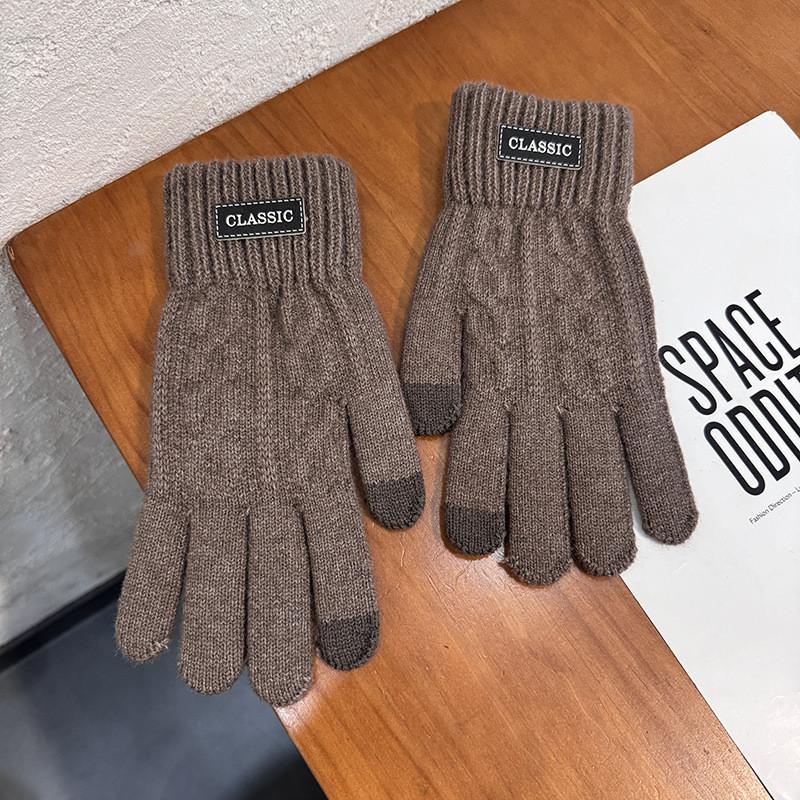 Handgestrickte Touchscreen-Handschuhe für Herren Winterwärme Mit gemustertem Design Für Freizeitkleidung
