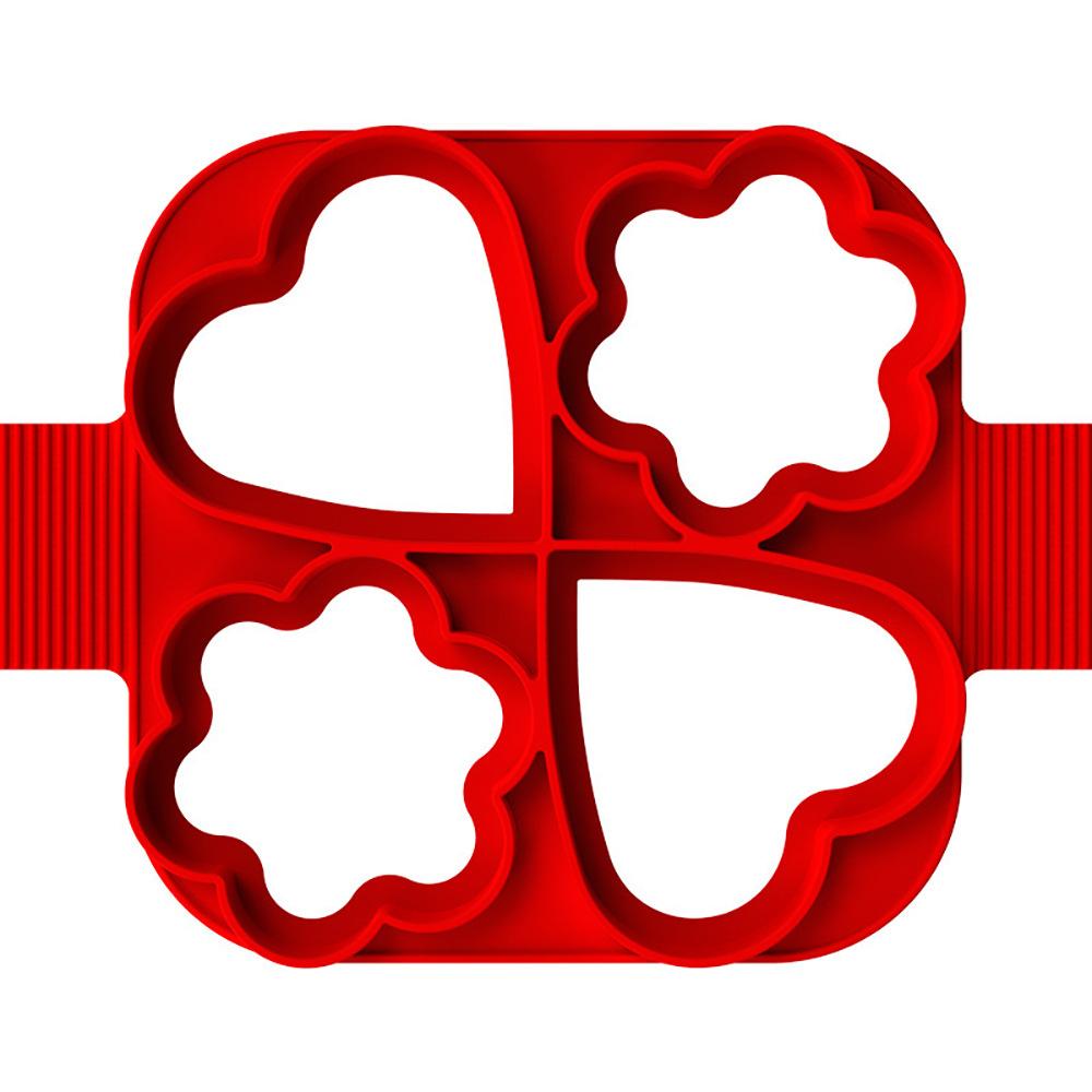 Силиконовая форма для жарки яиц с 4 отверстиями, антипригарная форма для изготовления блинов, форма для приготовления яиц в форме цветка в форме сердца, формы для колец для яиц