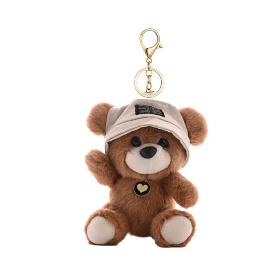 Cute Bear Wear Hat Keychain Soft Plush Backpack Charm for Girls Adorable Keyring Gift for Mothers Lovers Family Friends Colleagues