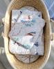 Baby bedding set with filling, 2 pieces, 75x100cm NEWBORN - blue birds