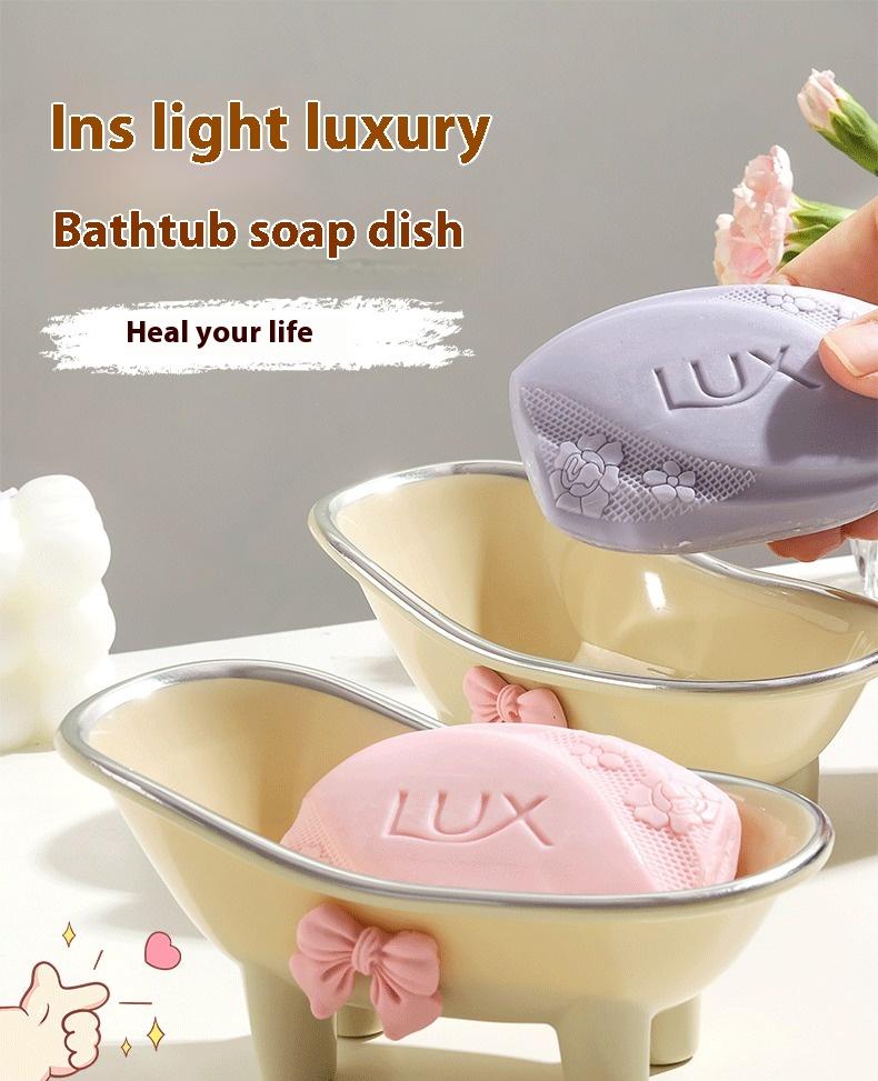 Bathtub Soap Box Soap Rack Cute Bow Soap Butterfly Home Bathroom Face Counter Draining Soap Box Bathroom Accessories