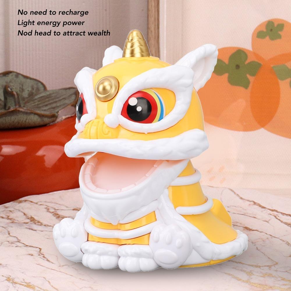 ABS Solar Nodding Lion Car Ornament Sunlight Swing Car Statue Automotive Desktop Figurine