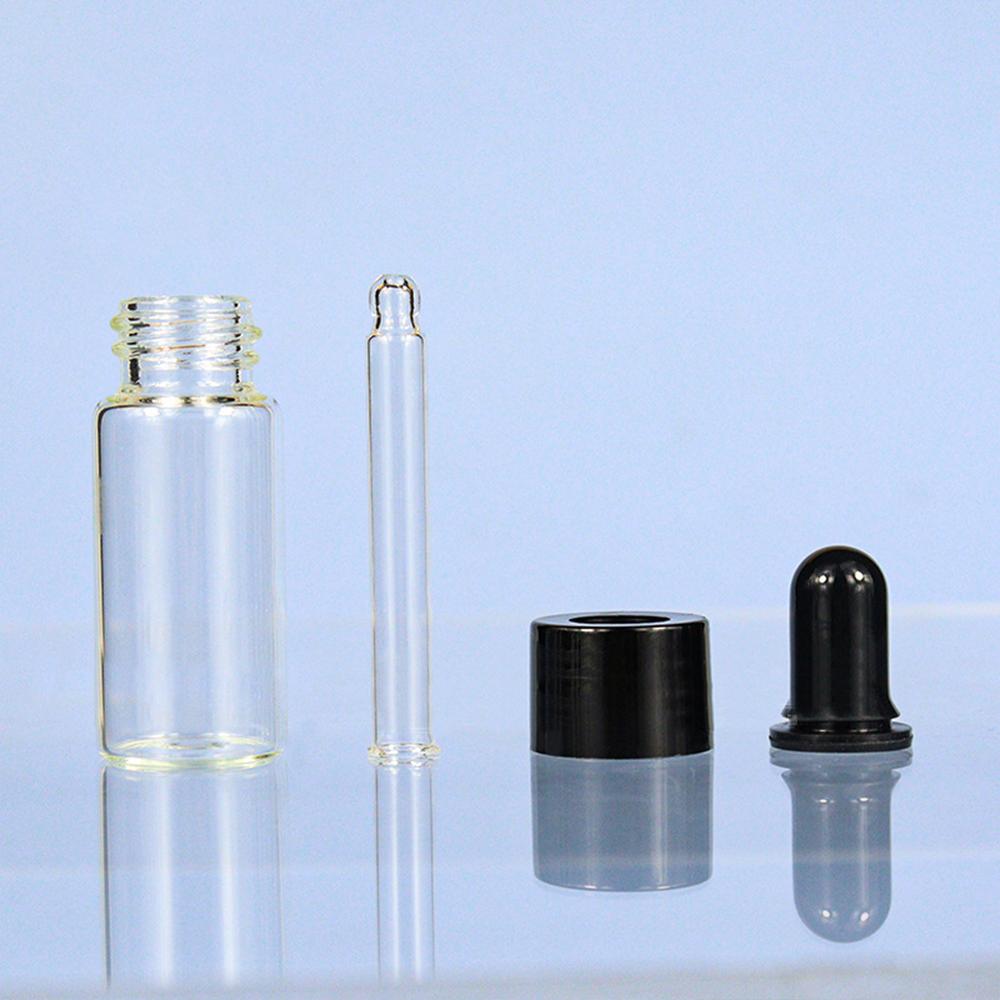 50pcs/100pcs 5ml 10ml 15ml 20ml Clear Glass  Dropper Bottle Jars Vials With Pipette Smooth