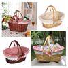 Multoclor Wicker Picnic Basket with Handle Large Capacity Hand Basket Weaving Design Handicraft Storage Basket Outdoor Picnic