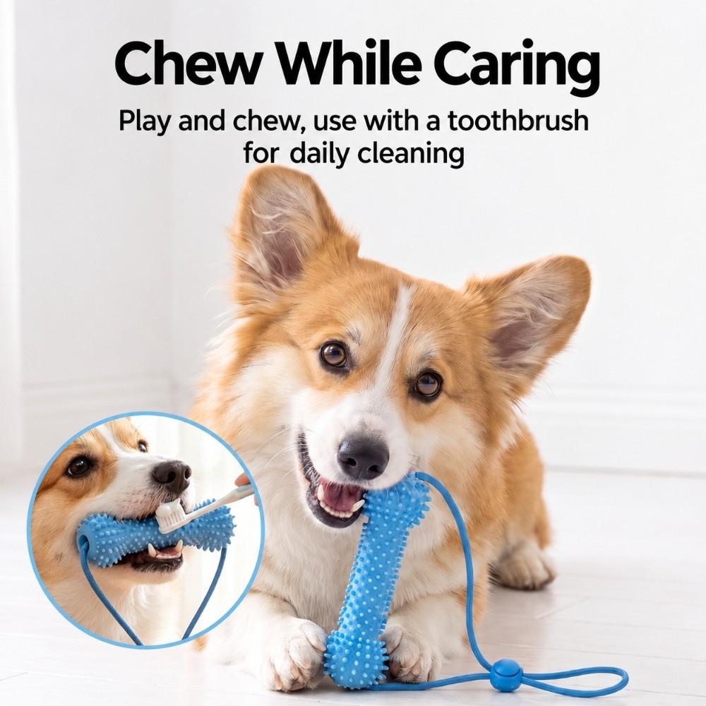 PVC Dual-Action Canine Dental Prop With Silicone Toothbrush Dog Toothbrushing Toy Pet Oral Care
