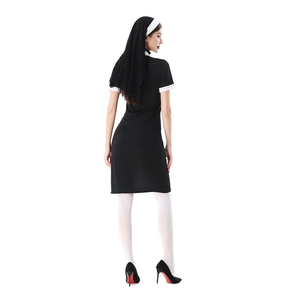 Halloween Kostüm sexy Kleid Vampir Nonne Kostüm Kreuz Dunkel Goth Karneval Kostüm