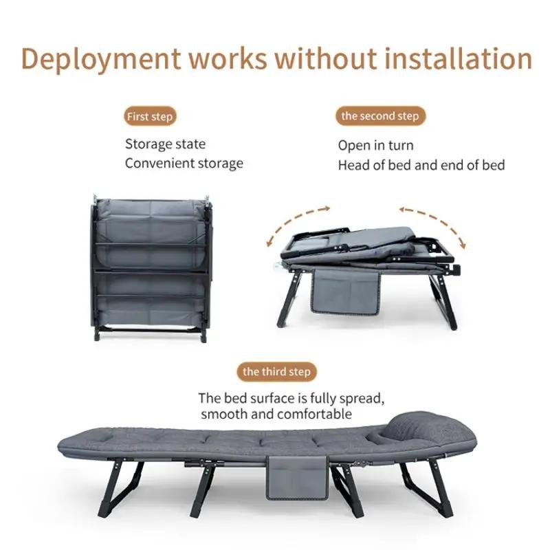 Klappbett Einzelmetall Gästebett Schlafzimmermöbel 6 Gänge Verstellbare Designs Büro Freizeit Tragbar